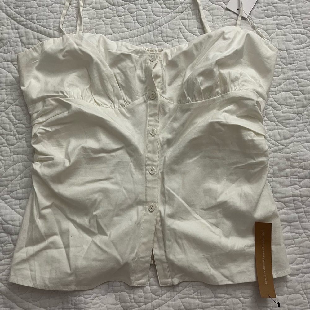 Reformation White Chemise with Shirred Texture new with tags
